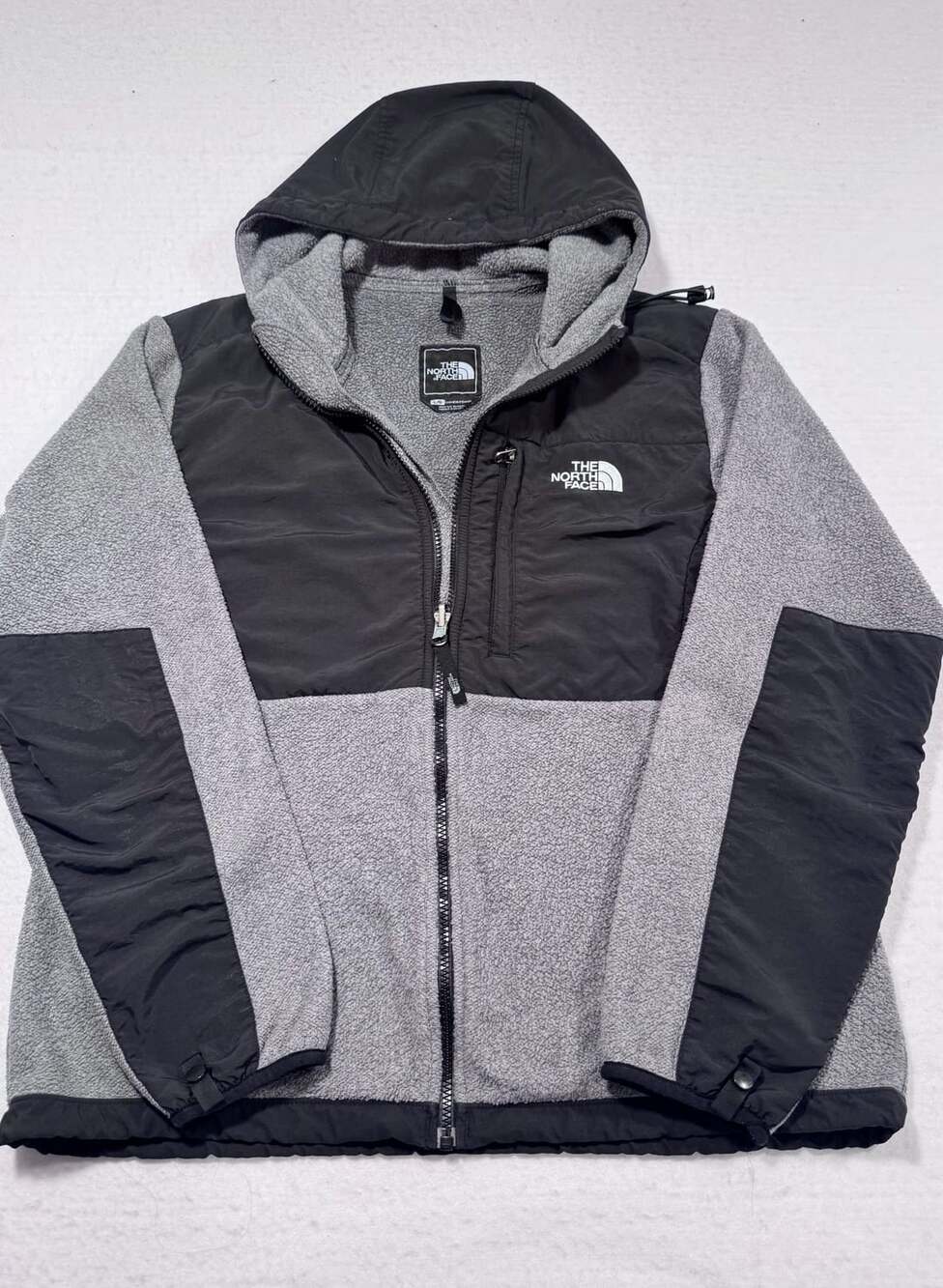 The North Face Denali Fleece Hoodie Size L Gray Black Full Zip